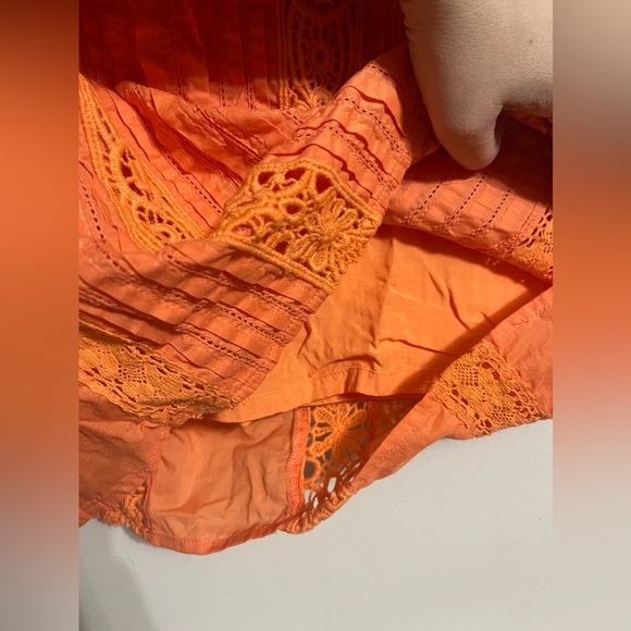 Sundance Amira Orange Apricot Lace Cotton Tank Dress - Picture 6 of 8